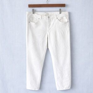 H&M White Distressed Ankle Jeans Size 14 Stretch Denim